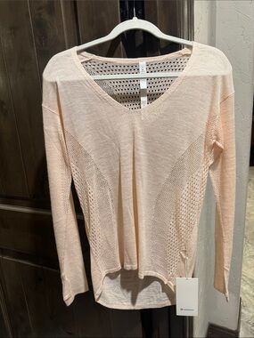 lululemon athletica Light Pink V-Neck Long Sleeve Knit Top